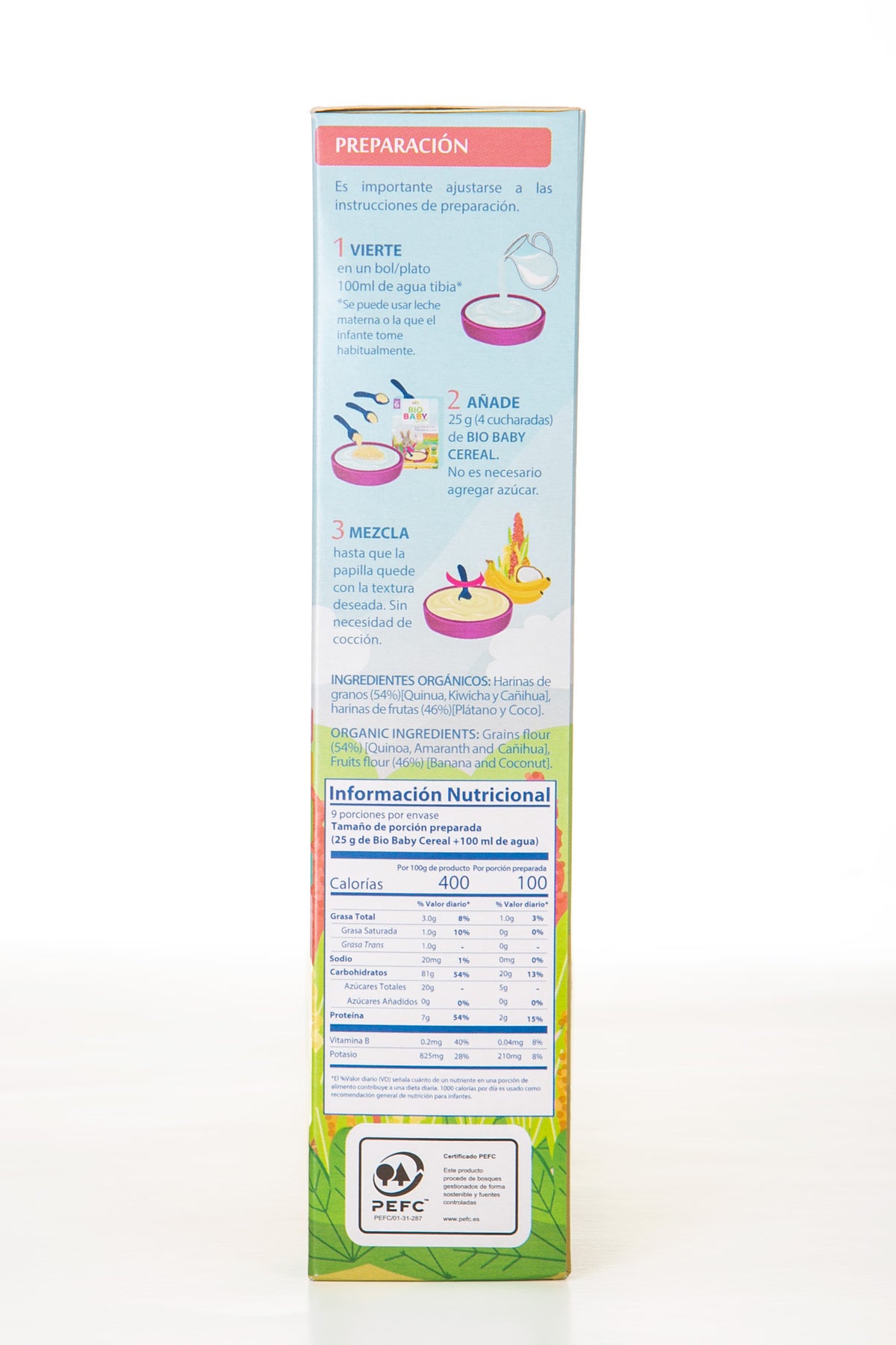 Cereal Orgánico para Bebés - Quinua, Kiwicha y Cañihua con Plátano y Coco | 100% Natural